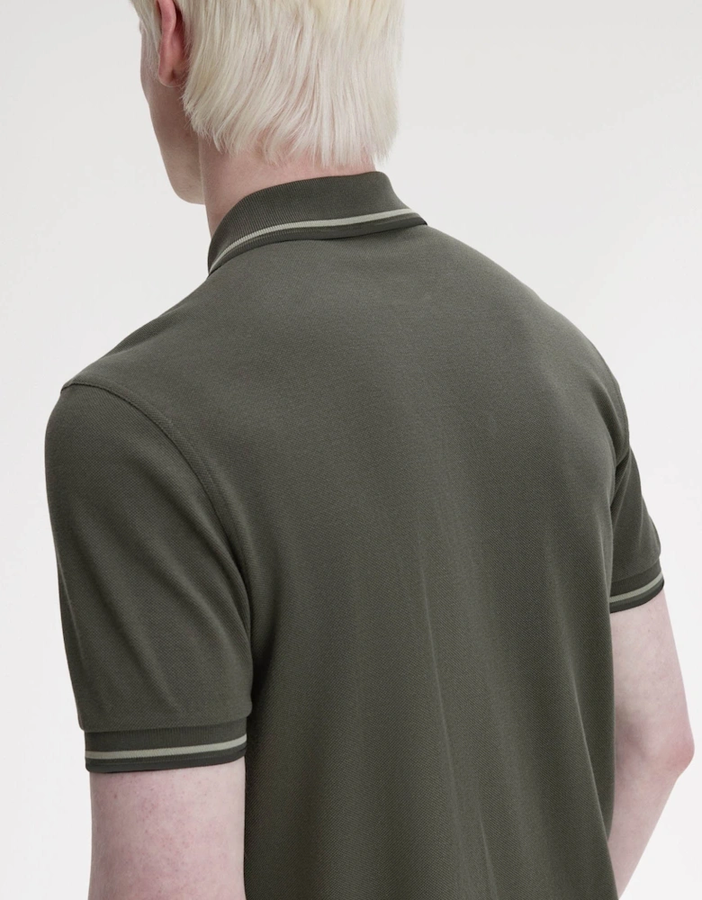 Mens Twin Tipped Signature Polo Shirt - Field Green/Seagrass/Black 04B