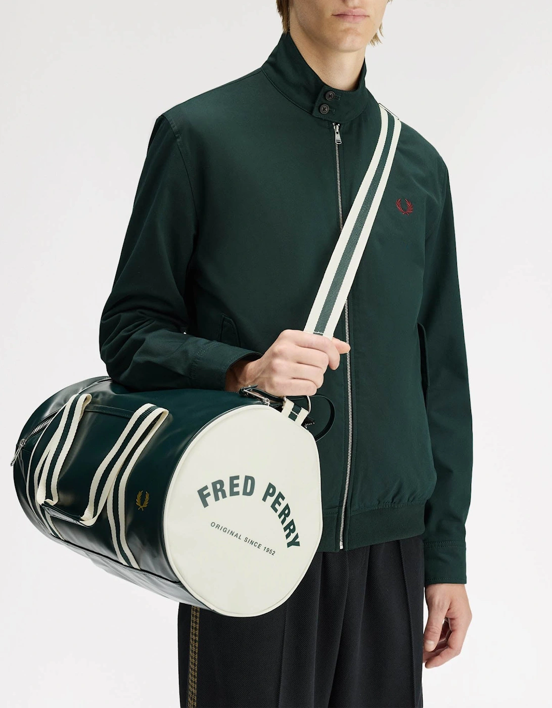 Fred Perry Men's White Recycled Polyester Classic Barrel Bag - Grassroots /Ecru 81A - Size One Size