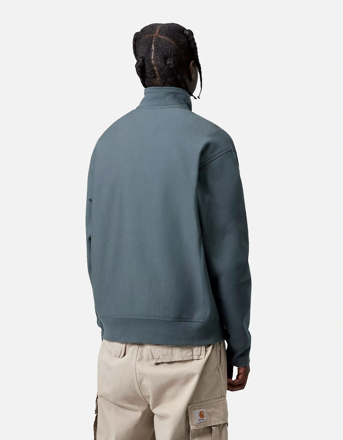 Half Zip American Script Sweatshirt Office Blue