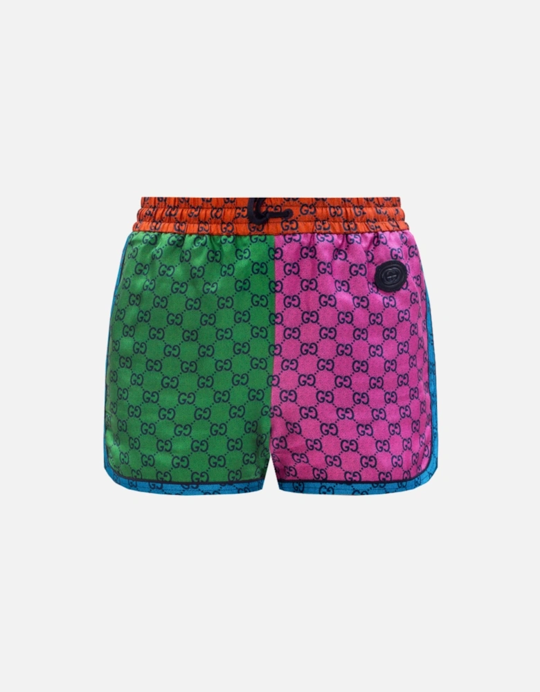 GG MONOGRAM MULTI COLOURED SILK SHORTS