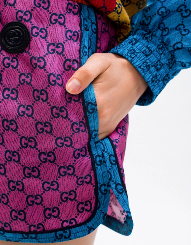 GG MONOGRAM MULTI COLOURED SILK SHORTS