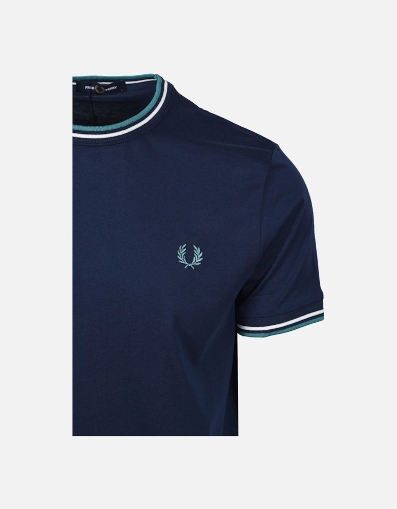 TWIN TIPPED T-SHIRT TENNIS BLUE/SNOW WHITE/TEAL