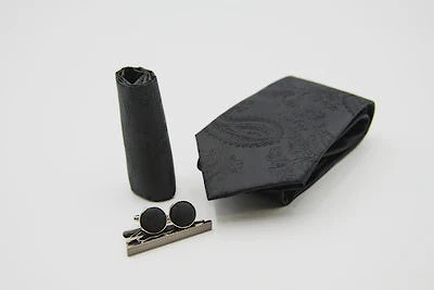 Paul Andrew Paisley Tie Set  - Black