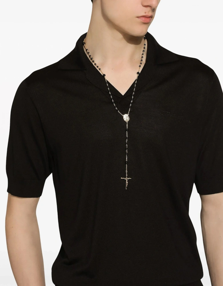 Beaded Cross Necklace Gold