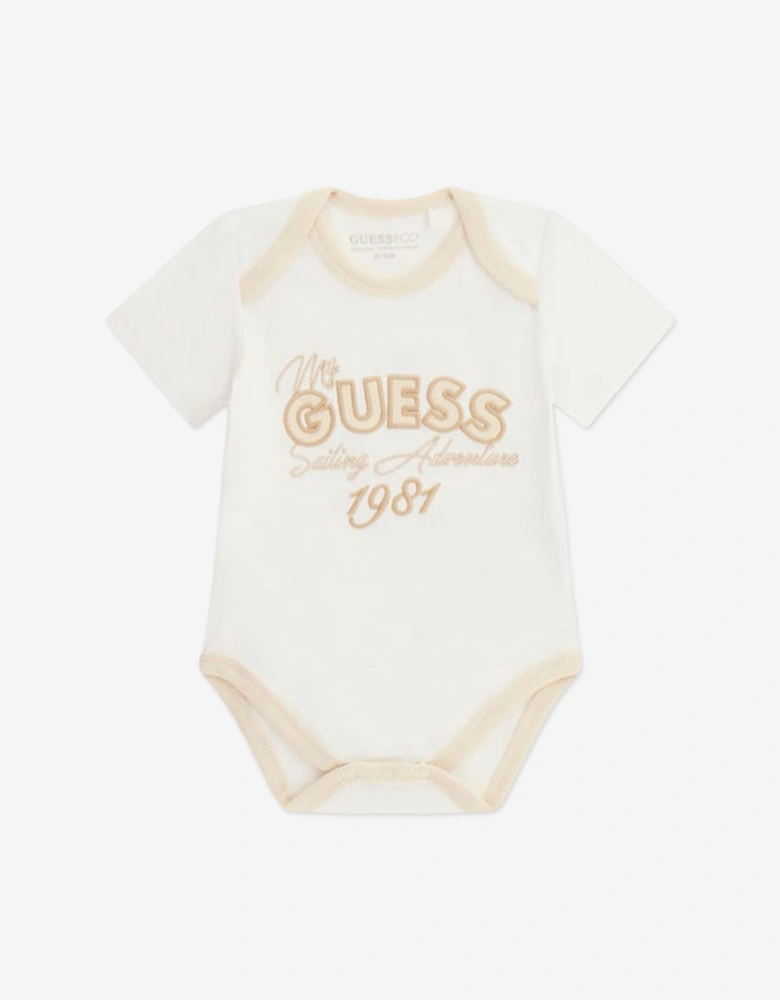Baby Striped Bodysuit Set in Beige