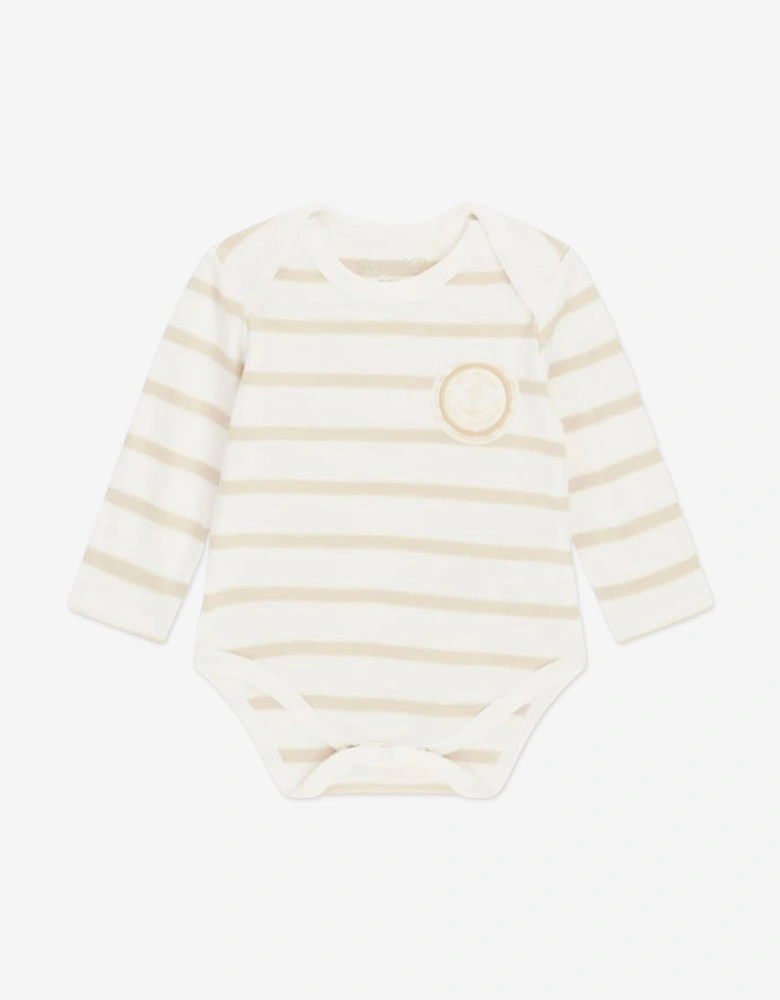 Baby Striped Bodysuit Set in Beige