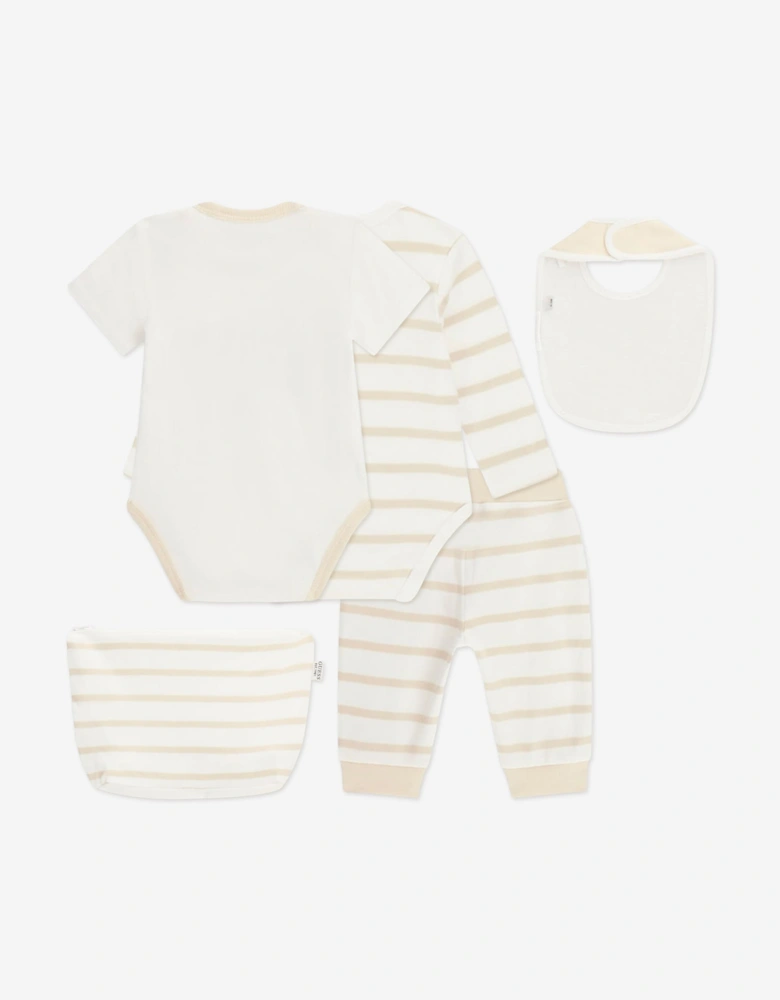 Baby Striped Bodysuit Set in Beige