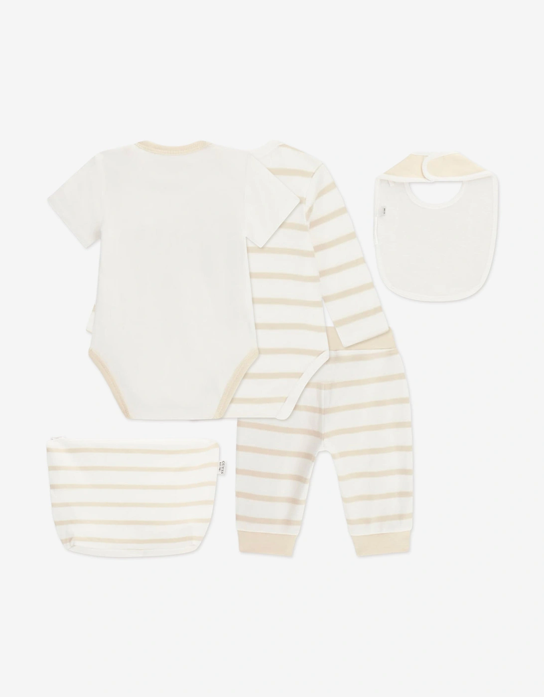 Baby Striped Bodysuit Set in Beige