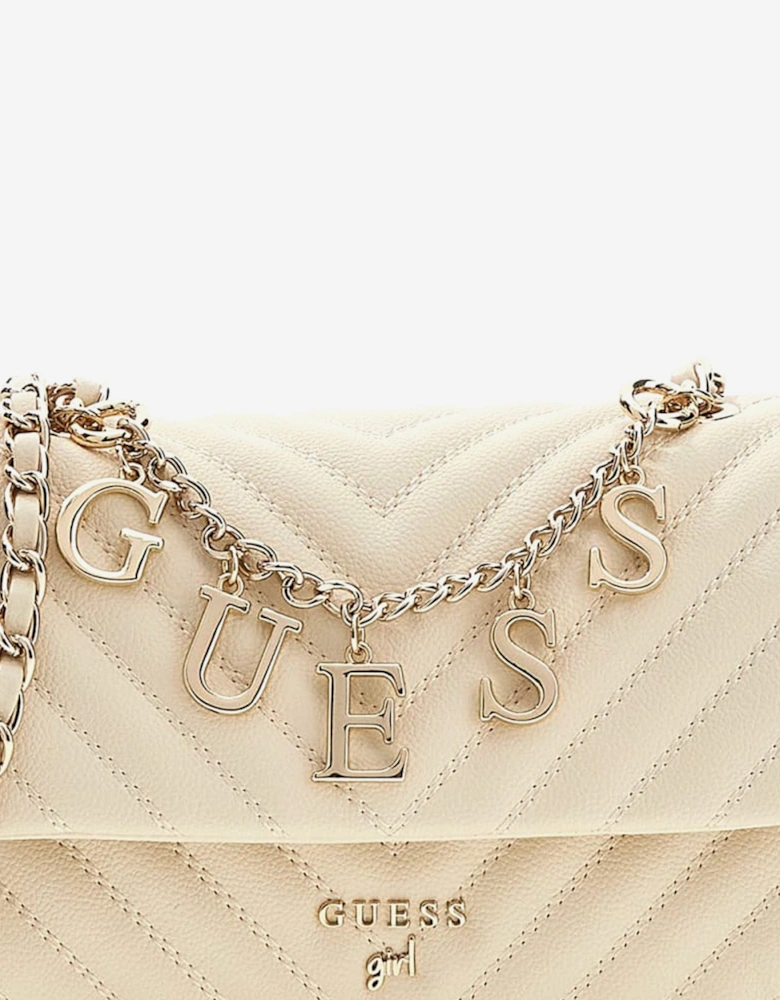 Girls Crossbody Flap Bag in Beige (18.7cm)