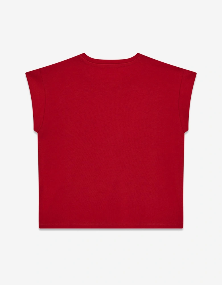 Girls Sequin Logo T-Shirt in Red