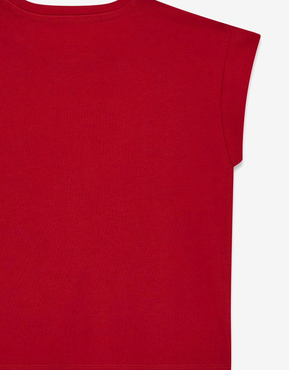 Girls Sequin Logo T-Shirt in Red