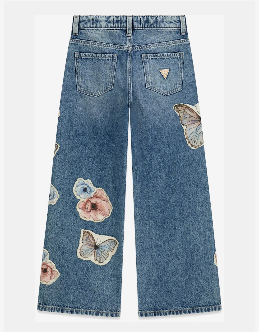 Girls Flower and Butterfly Relaxed Jeans in Blue