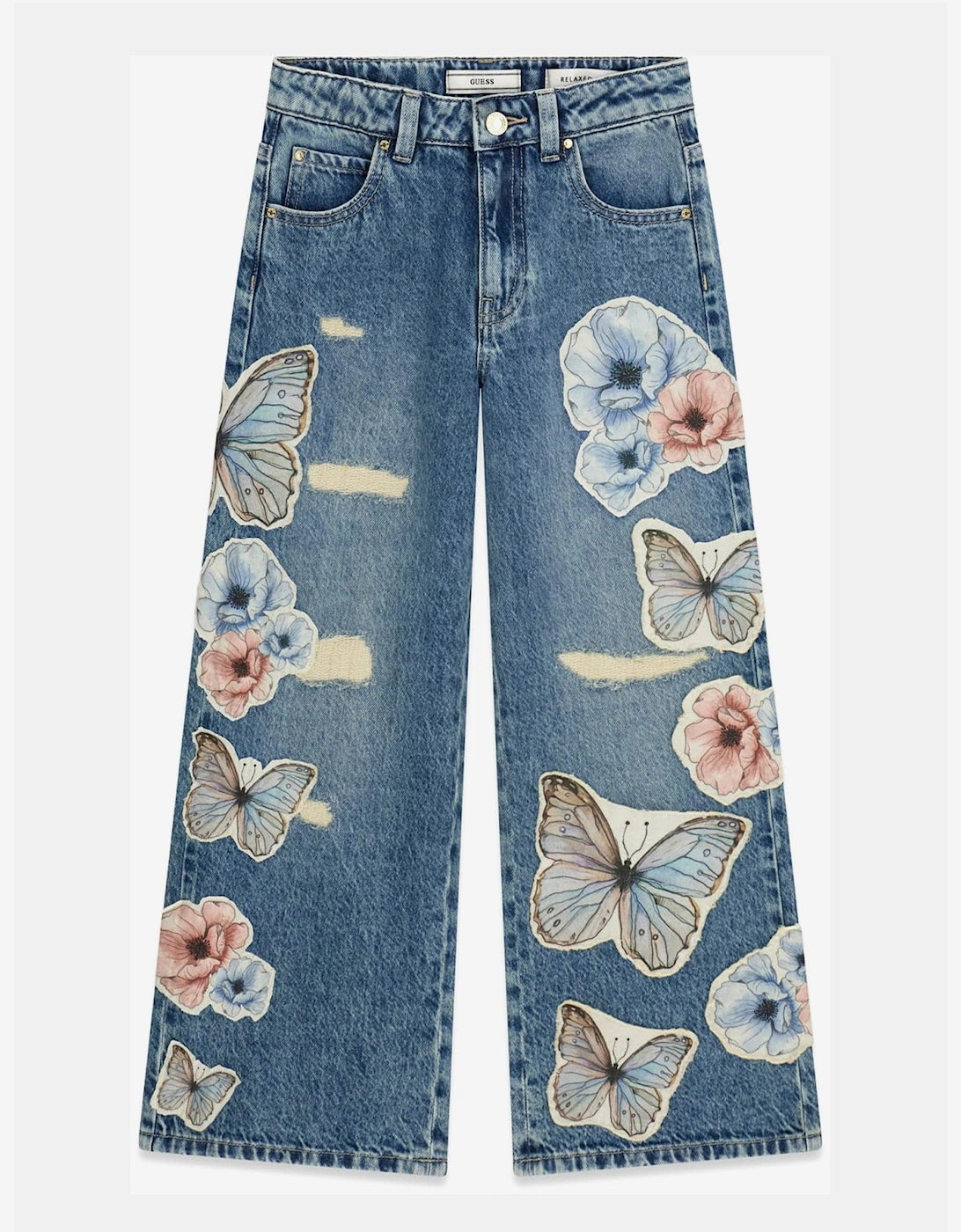Girls Flower and Butterfly Relaxed Jeans in Blue, 5 of 4