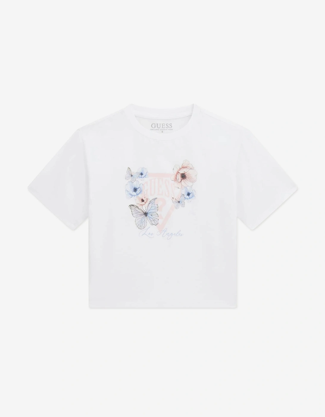 Girls Flower and Butterfly Logo T-Shirt in White, 5 of 4