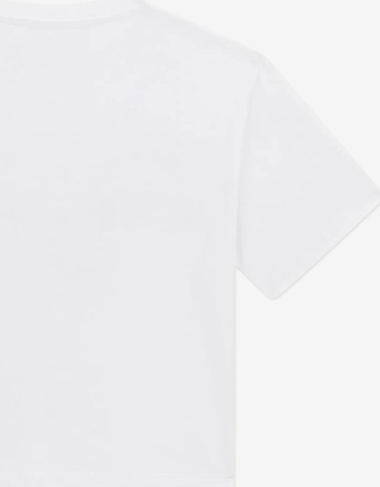 Girls Flower and Butterfly Logo T-Shirt in White