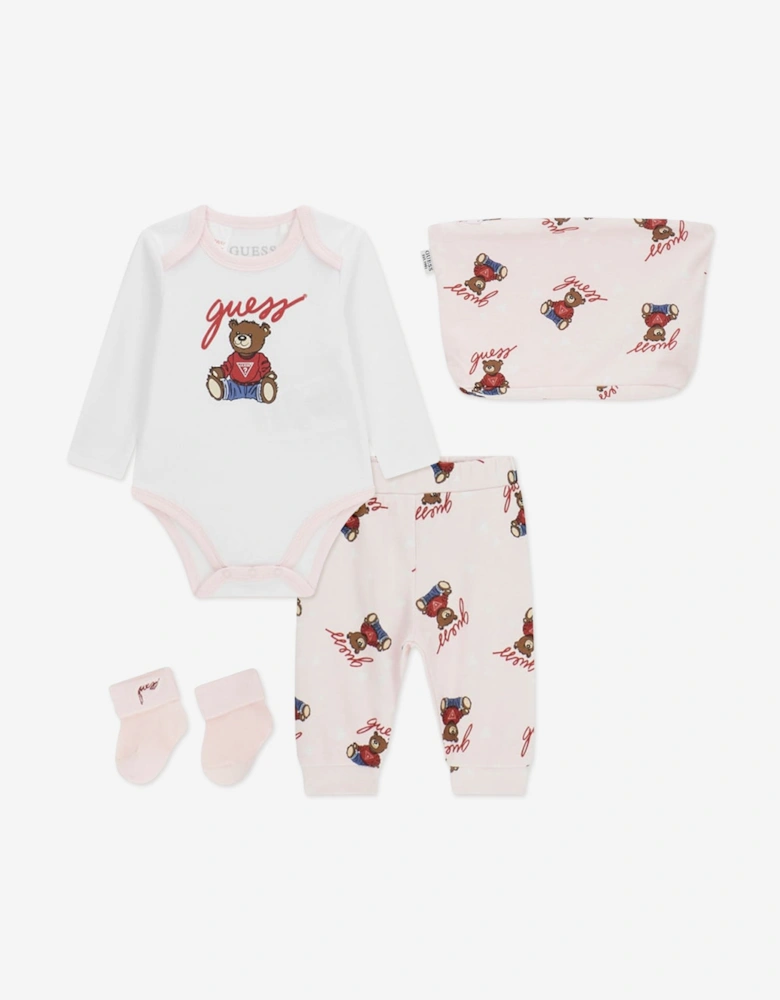 Baby Girls Teddy Bear Bodysuit Set in Pink