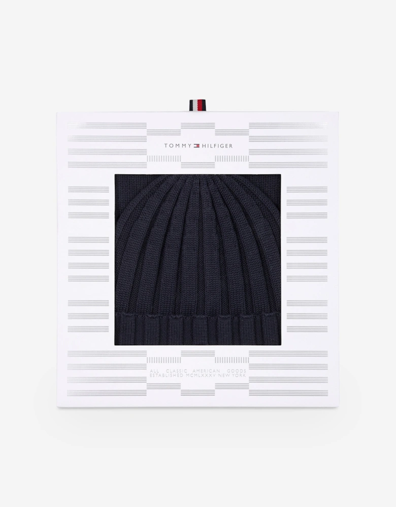 Kids Small Flag Beanie & Scarf Set in Navy