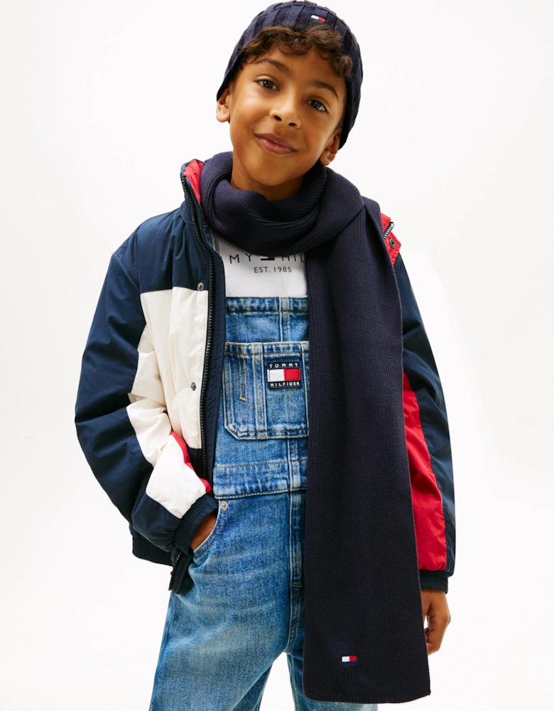 Kids Small Flag Beanie & Scarf Set in Navy