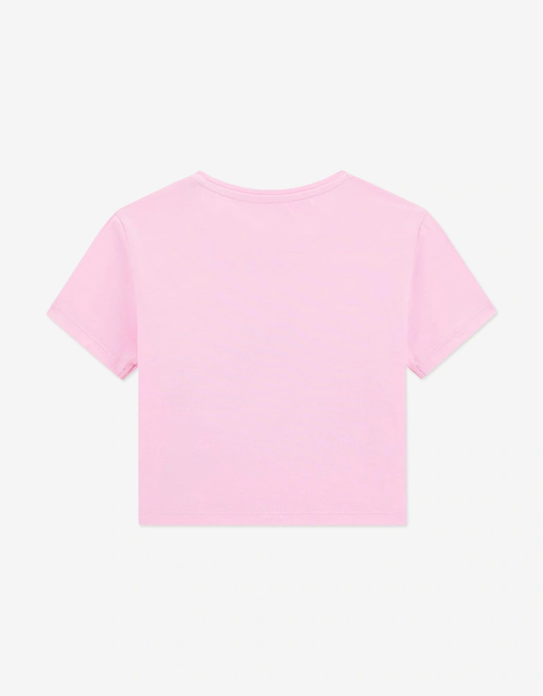 Girls Cropped Cherry T-Shirt in Pink