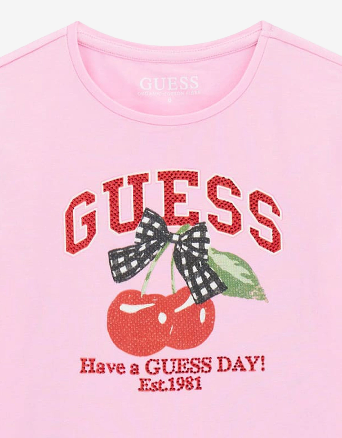 Girls Cropped Cherry T-Shirt in Pink
