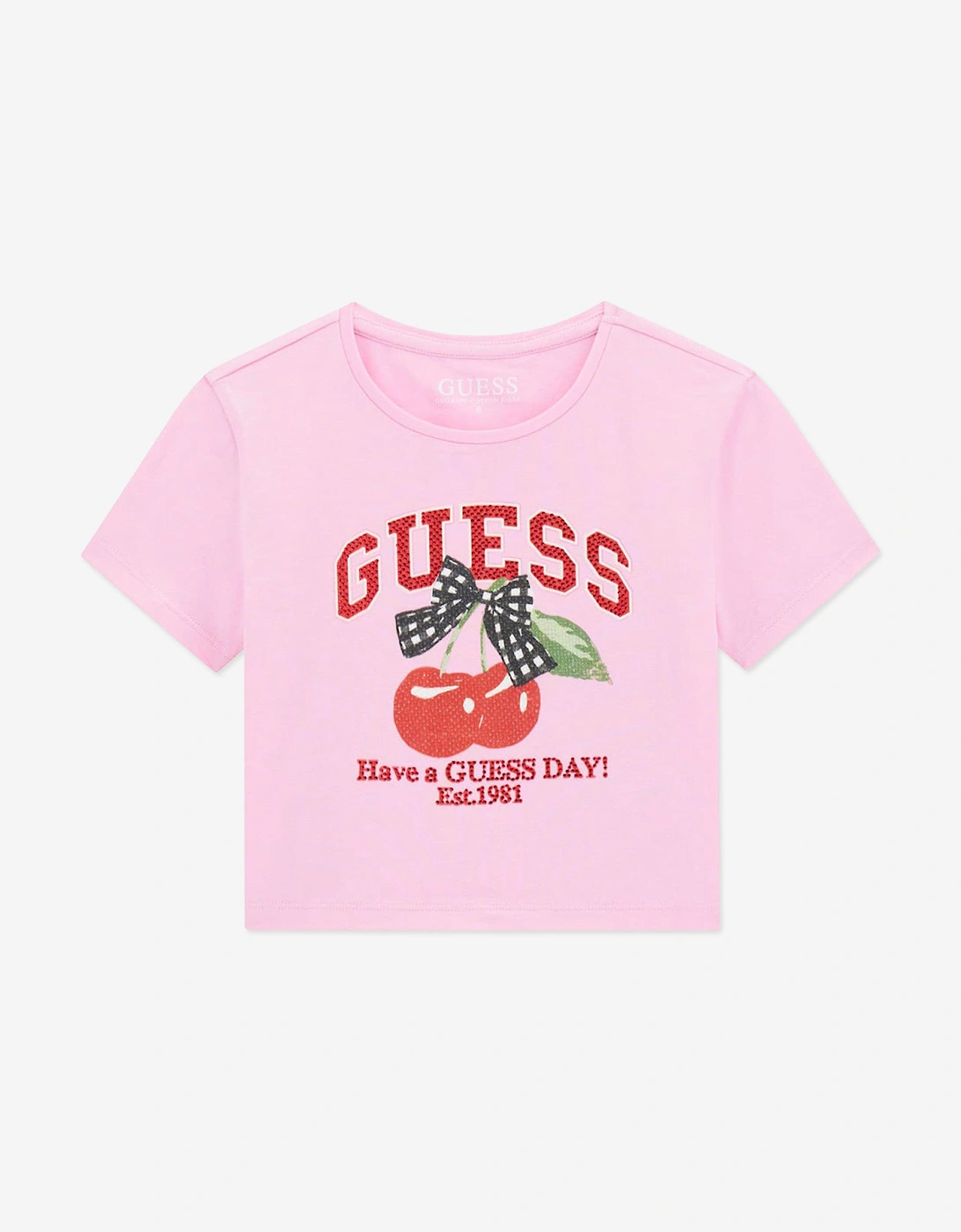 Girls Cropped Cherry T-Shirt in Pink, 5 of 4