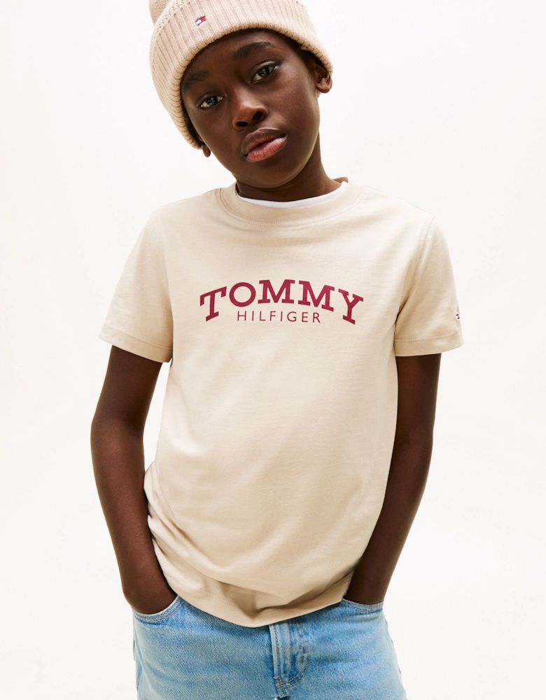 Boys Monotype Print Graphic T-Shirt in Beige