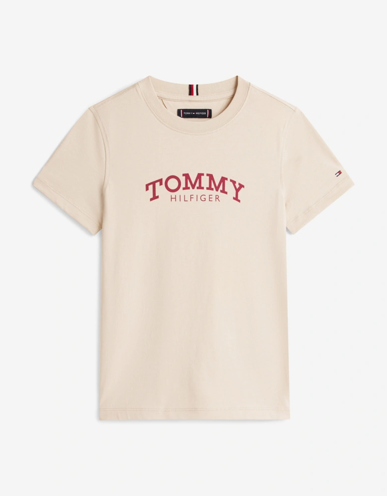 Boys Monotype Print Graphic T-Shirt in Beige