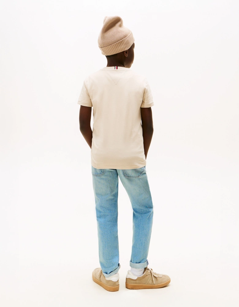 Boys Monotype Print Graphic T-Shirt in Beige