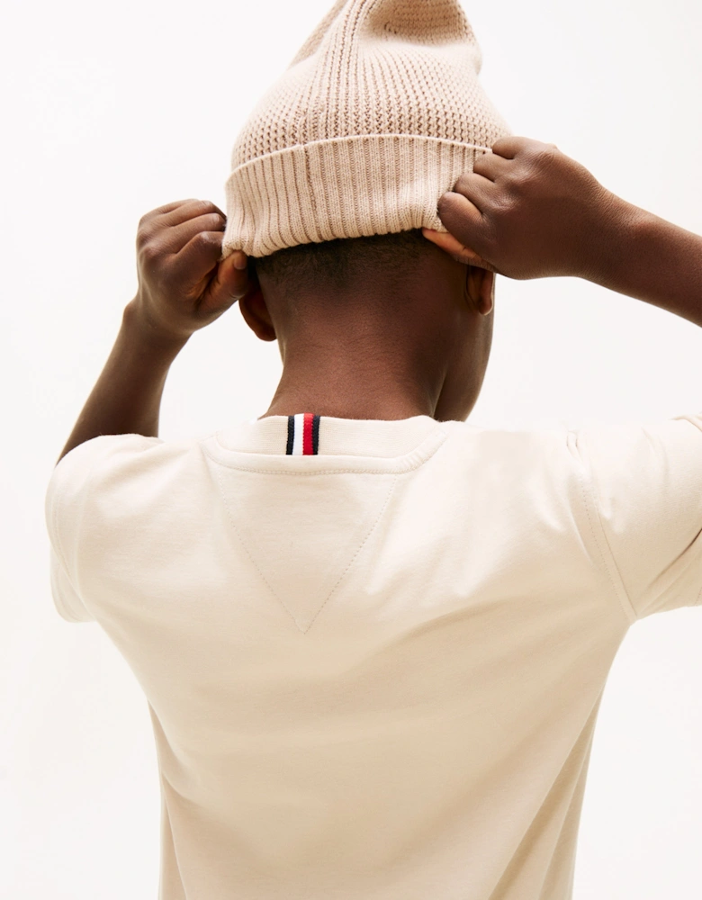 Boys Monotype Print Graphic T-Shirt in Beige