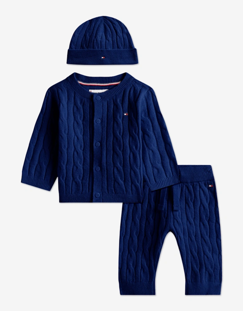Baby Boys Cable Knit Trouser Set in Navy