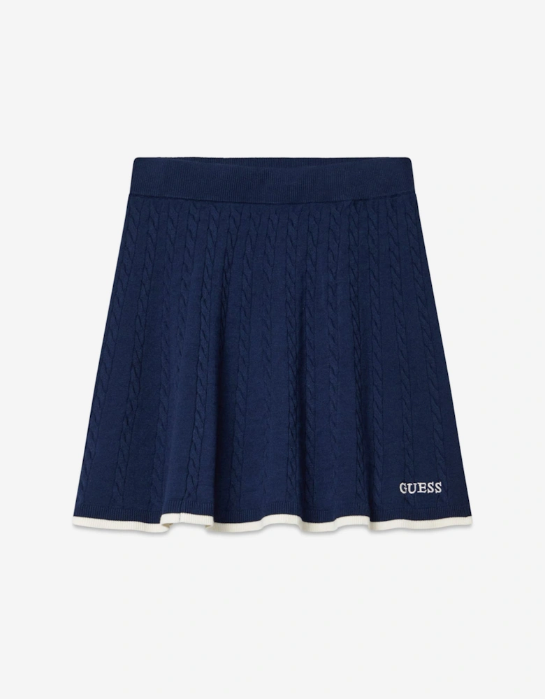 Girls Midi Sweater Skirt in Navy