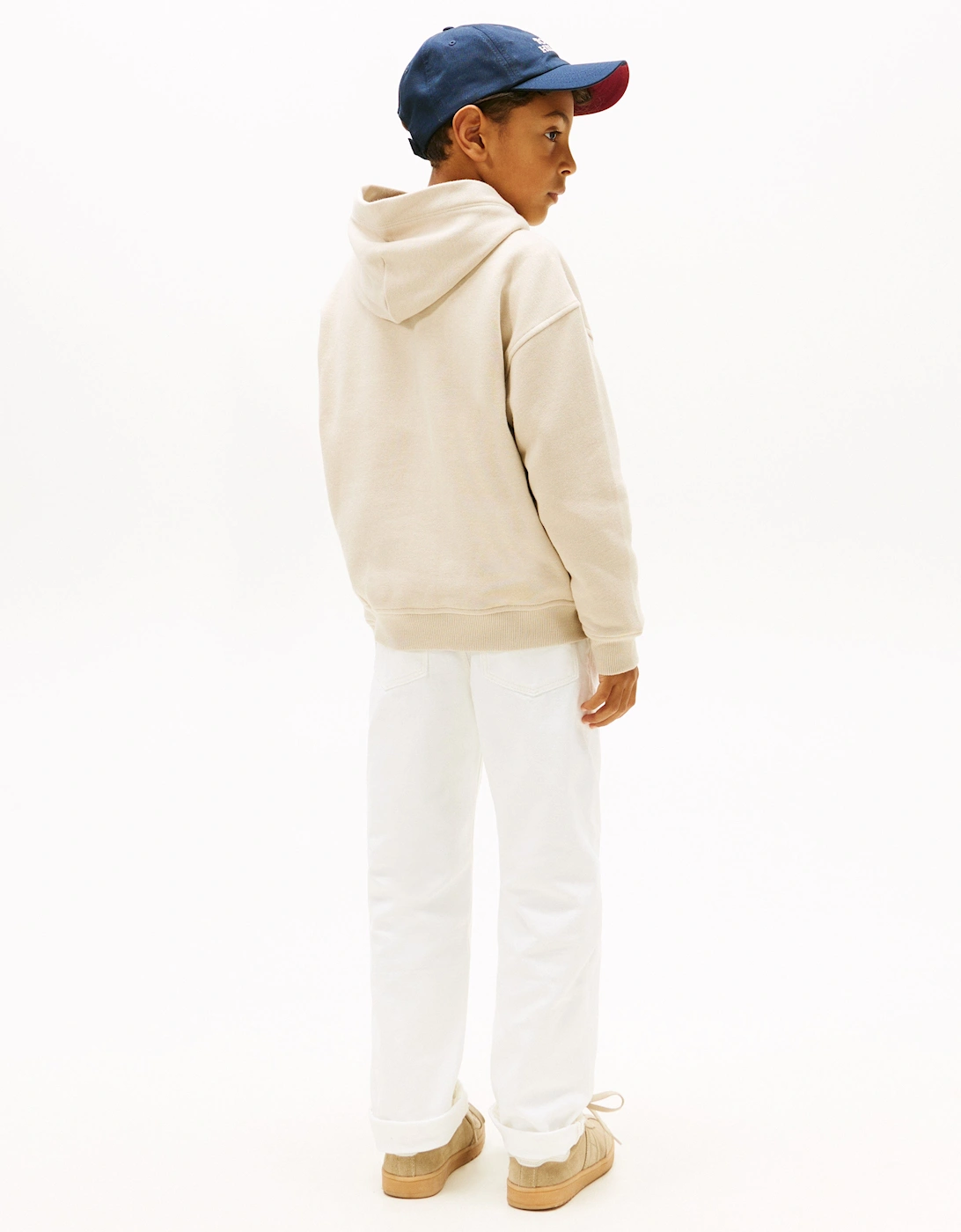Boys Monotype Print Hoodie in Beige
