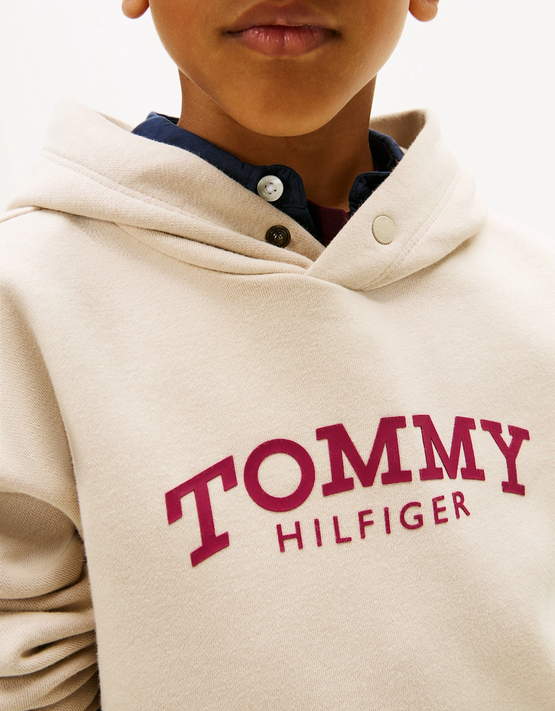 Boys Monotype Print Hoodie in Beige