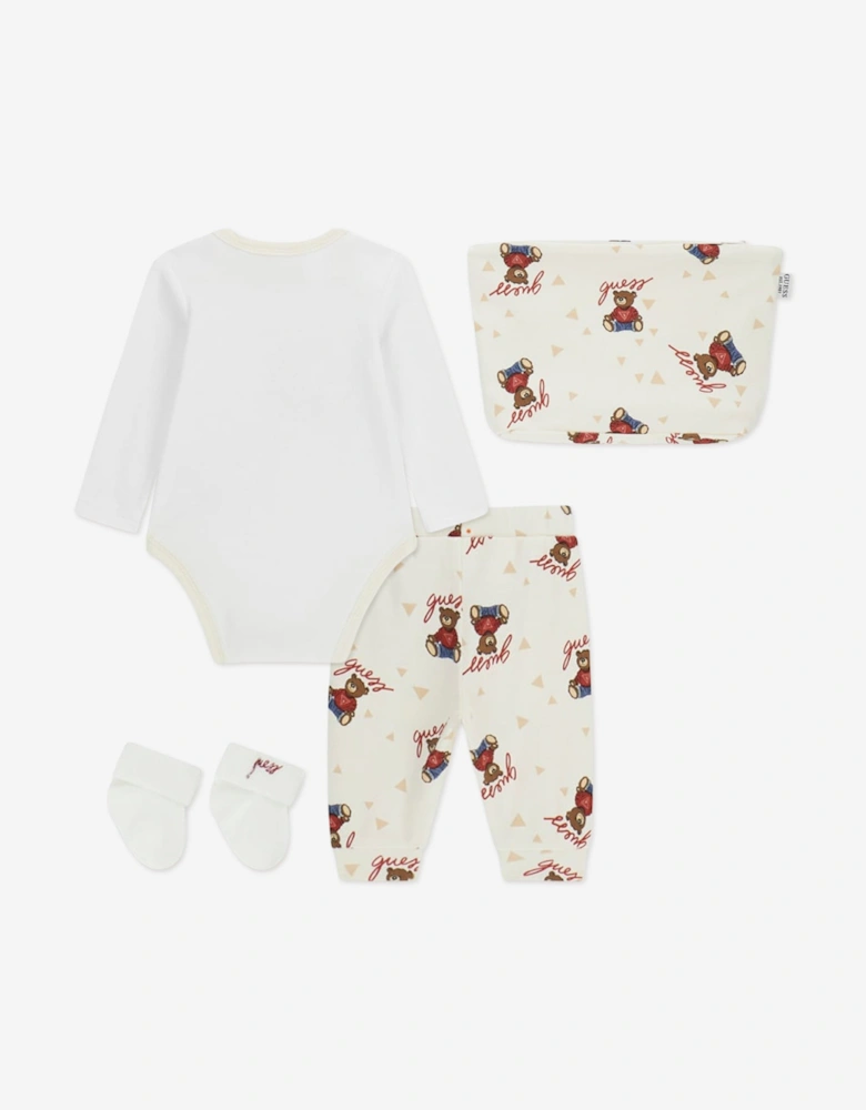 Baby Teddy Bear Bodysuit Set in Ivory