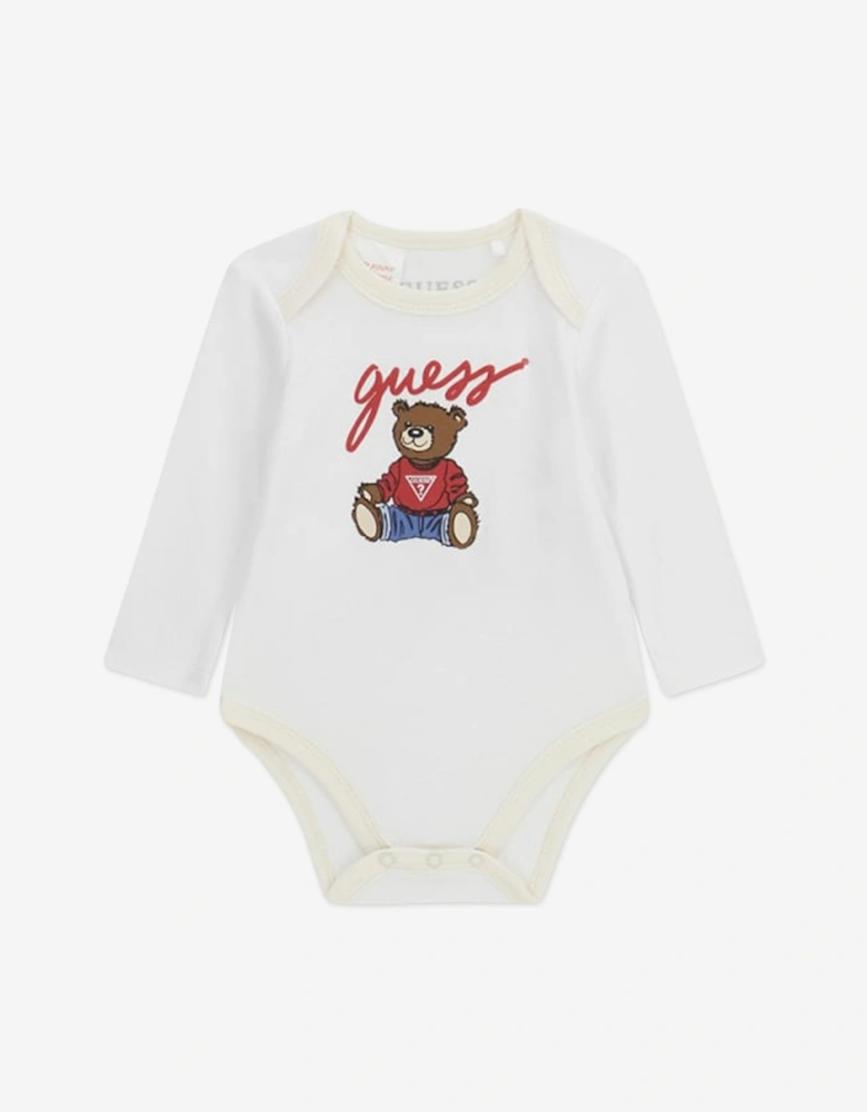 Baby Teddy Bear Bodysuit Set in Ivory