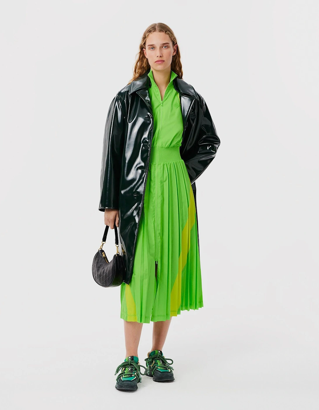 Pleated Colour-Block Sweatshirt Dress