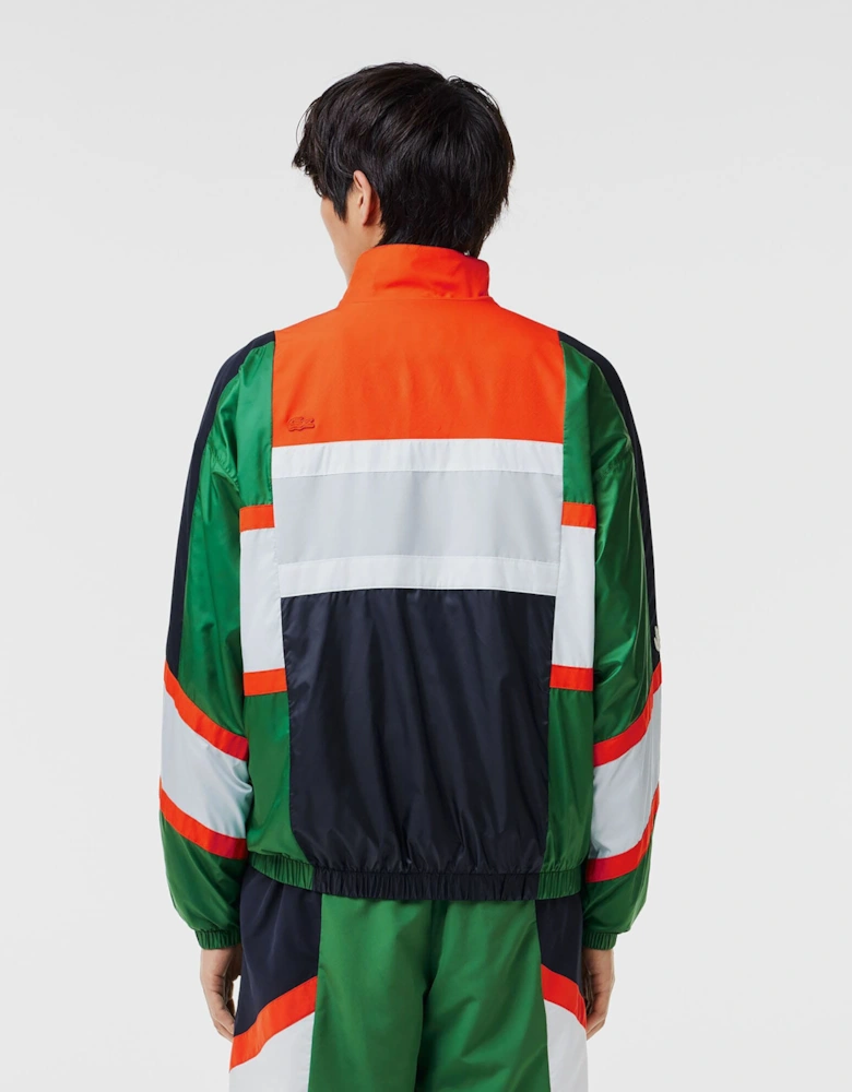 Mixed Material Colour Block Sportsuit Jacket