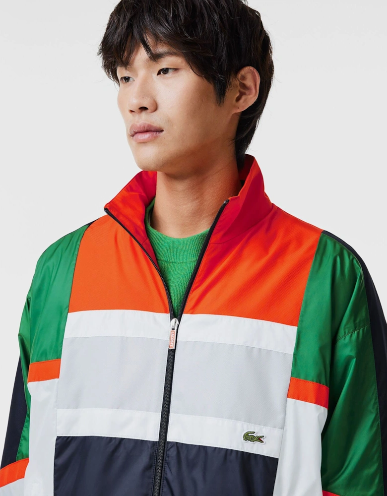 Mixed Material Colour Block Sportsuit Jacket