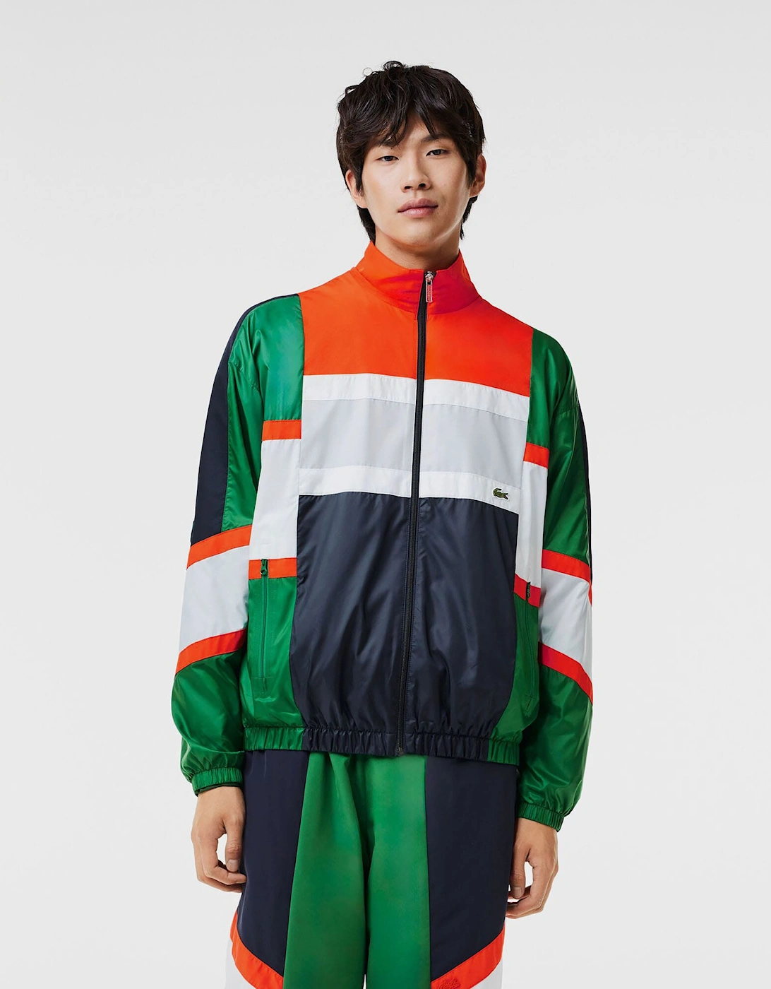 Mixed Material Colour Block Sportsuit Jacket