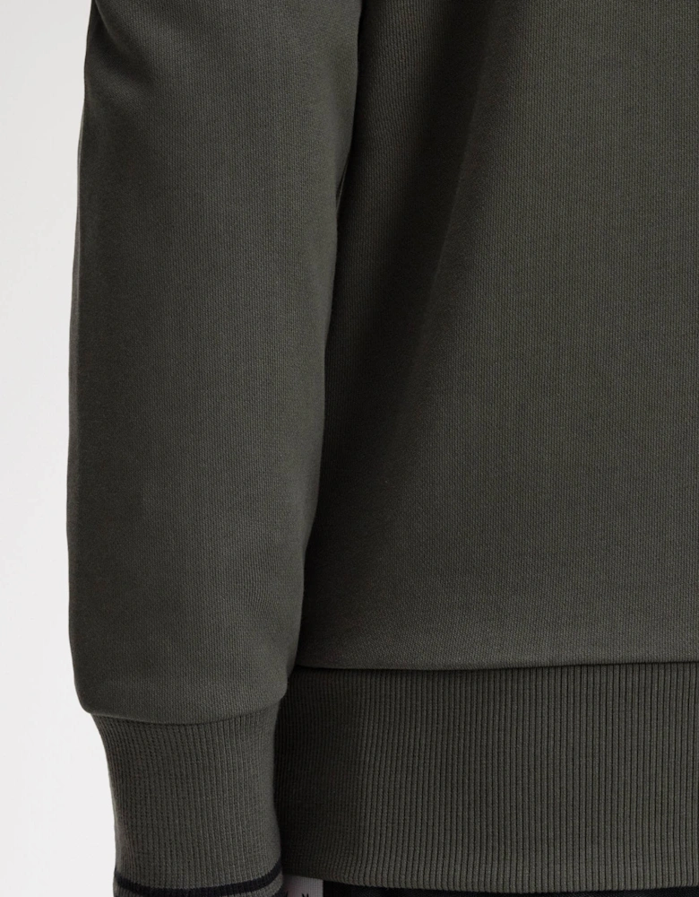 Mens Crew Neck Sweatshirt - Field Green/Black U70