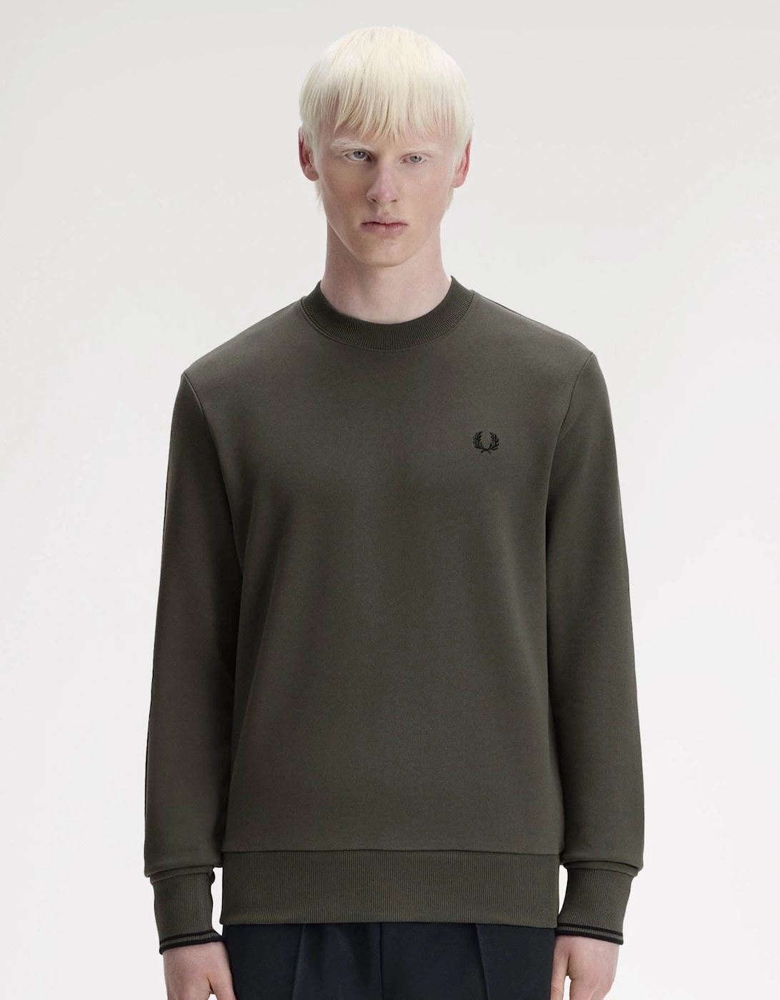 Mens Crew Neck Sweatshirt - Field Green/Black U70, 6 of 5