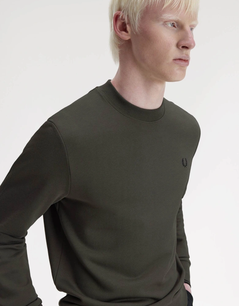 Mens Crew Neck Sweatshirt - Field Green/Black U70