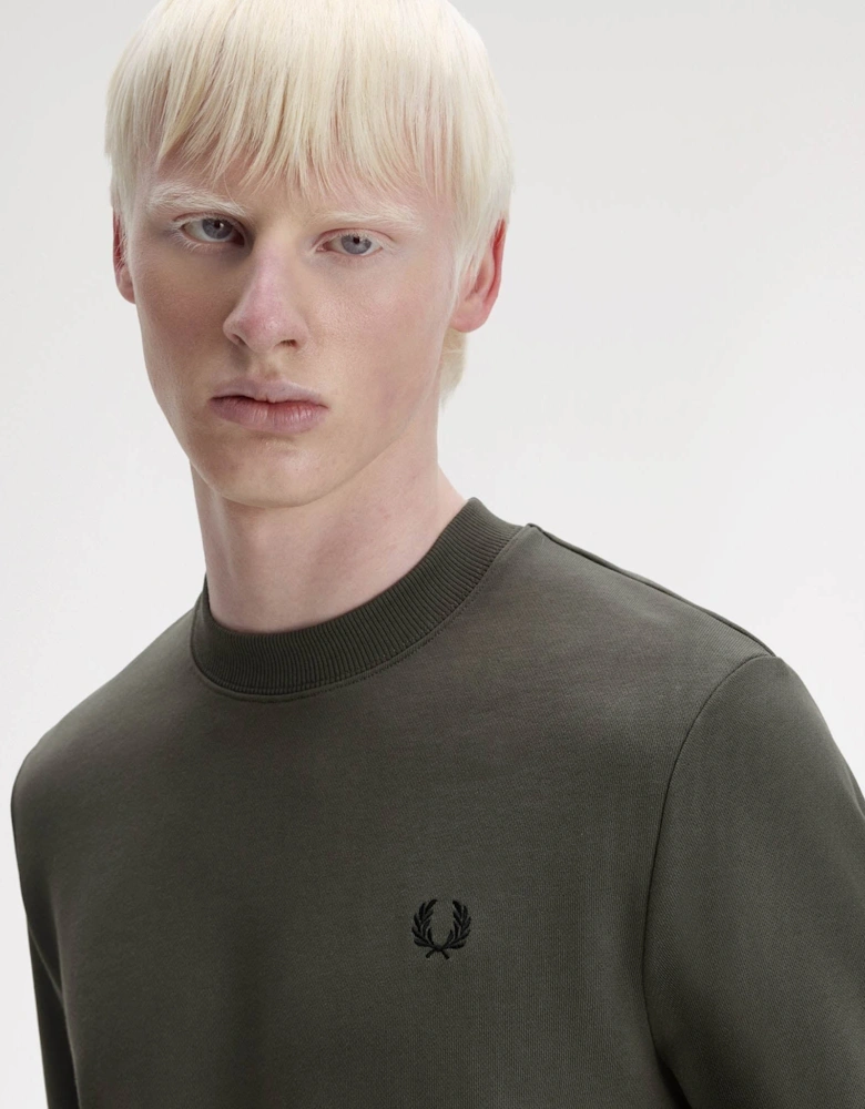 Mens Crew Neck Sweatshirt - Field Green/Black U70