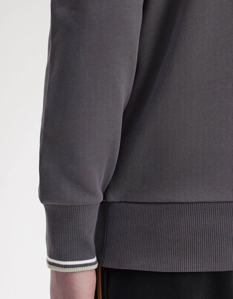 Mens Half Zip Sweatshirt - Anchor Grey/Ecru/Seagrass 87A