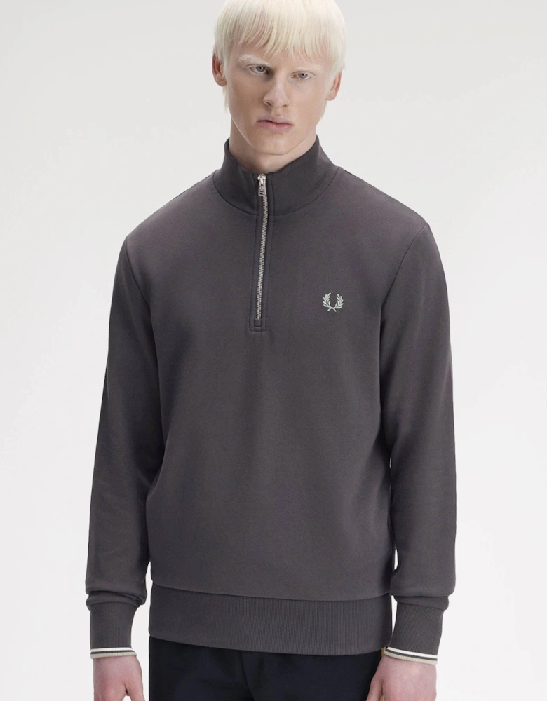 Mens Half Zip Sweatshirt - Anchor Grey/Ecru/Seagrass 87A