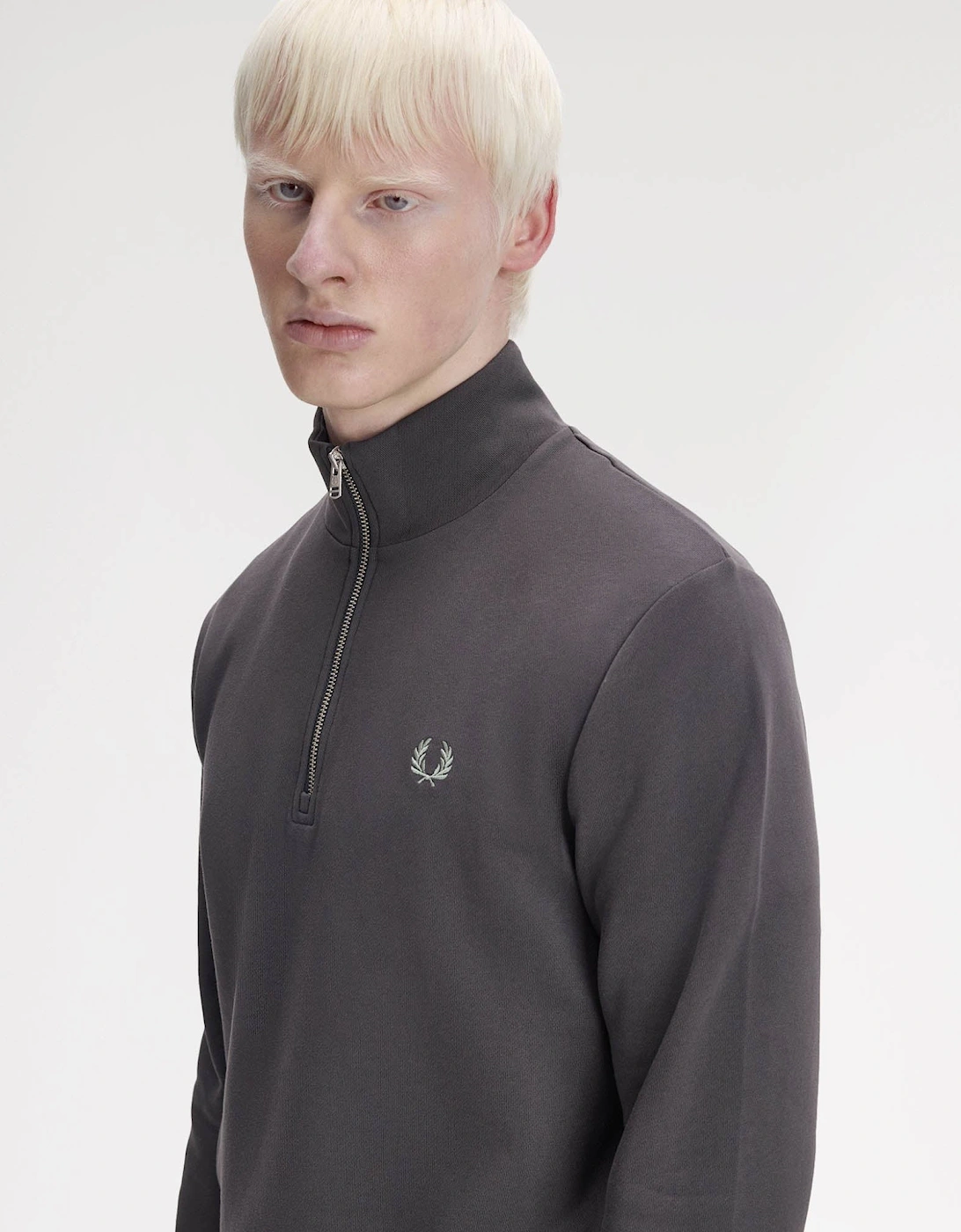 Mens Half Zip Sweatshirt - Anchor Grey/Ecru/Seagrass 87A