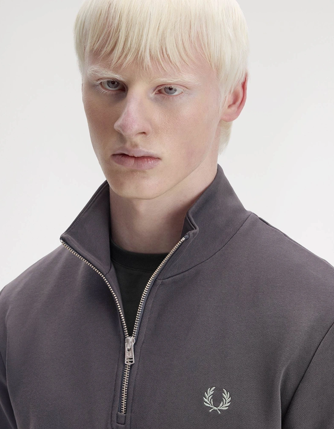 Mens Half Zip Sweatshirt - Anchor Grey/Ecru/Seagrass 87A