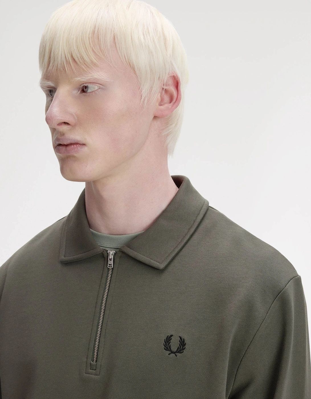 Mens Half Zip Collared Sweatshirt - Field Green 148