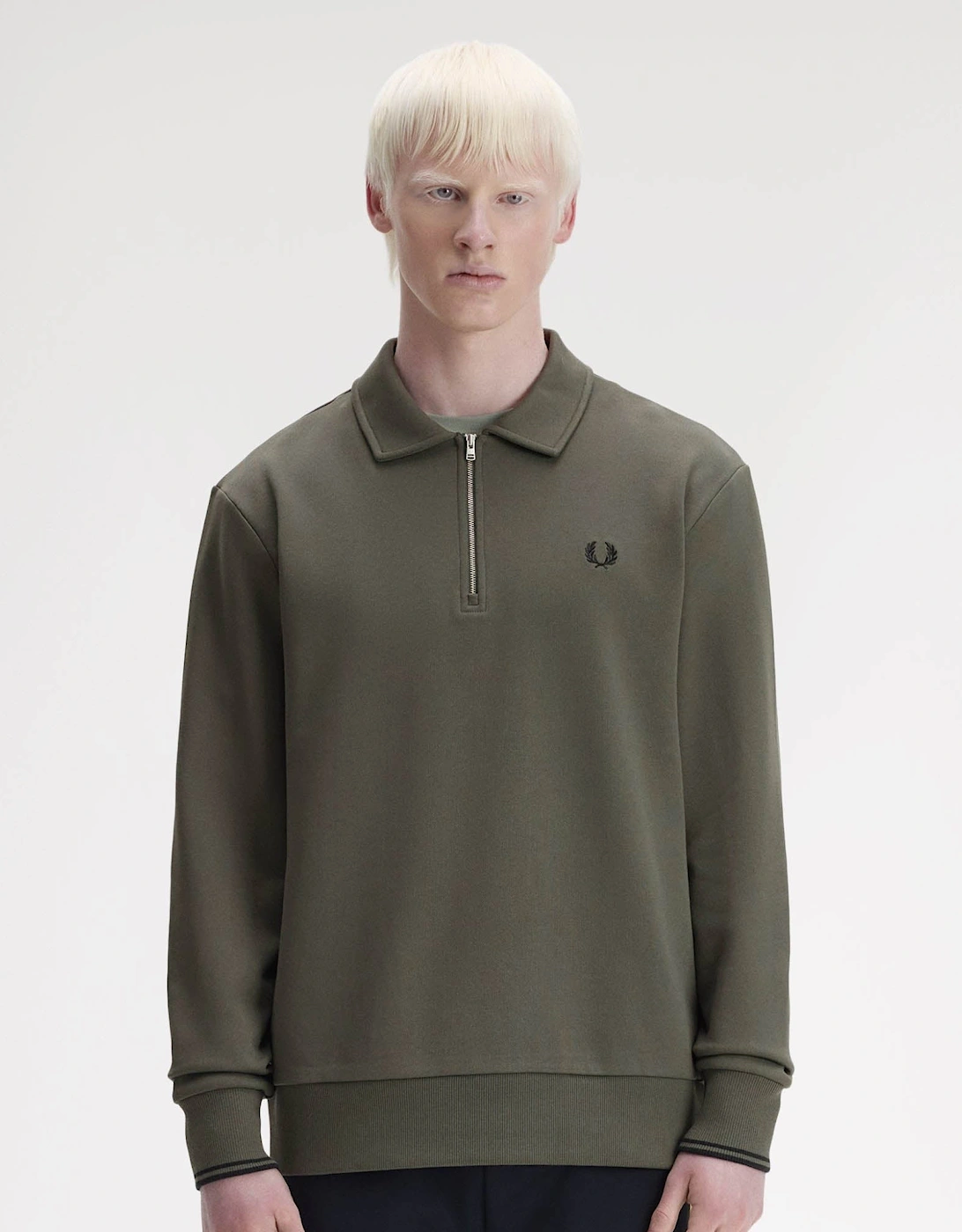 Mens Half Zip Collared Sweatshirt - Field Green 148, 7 of 6