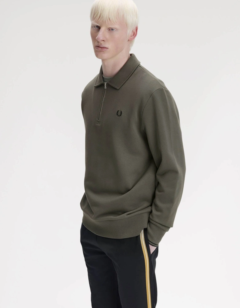 Mens Half Zip Collared Sweatshirt - Field Green 148